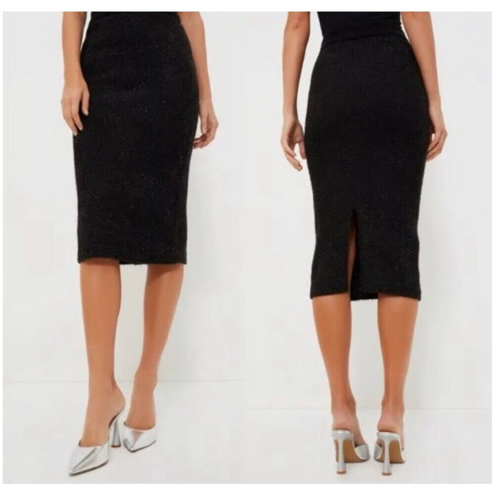Tuckernuck Black Tinsel Shimmer Midi Pencil Skirt NWT  Size Small